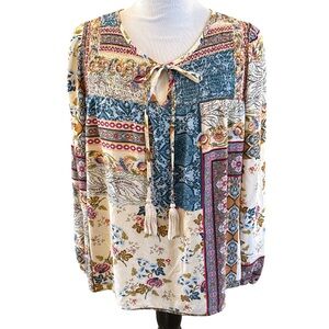 5/$15 Vanilla Bay Multicolor Patchwork Blouse
Size 1X